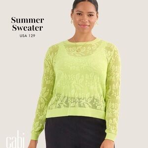 CAbi Women's Bright Green Crew Neck Sweater - size Med